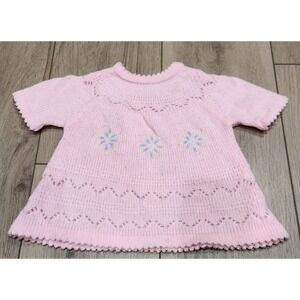 Vintage Novelty Knit Pink Baby Dress Sweater Size Infant 0-3 Months